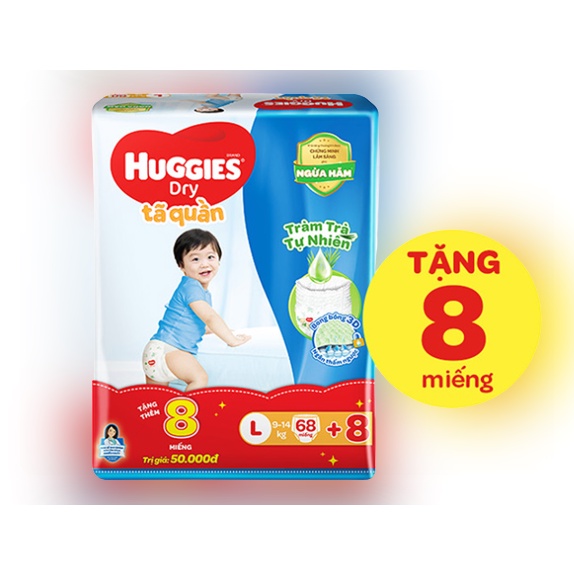 {Tặng 8 miếng }Tã/bỉm quần HUGGIES M74/L68/XL62/XXL56 [Phiên bản giới hạn TRÀM TRÀ]