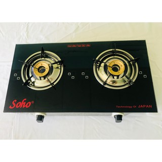 Bếp gas đôi mặt kính toàn thân inox Soho-65GL,Sản phẩm đạt cúp vàng chất lượng Asean