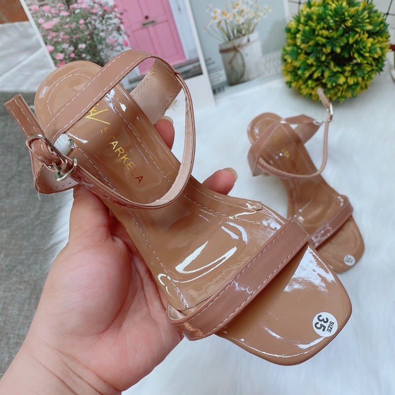 [Kèm ảnh thật] Giày sandal cao gót nữ kiểu dáng công sở quai mảnh gót sơn trong 9p 2 màu dễ đi