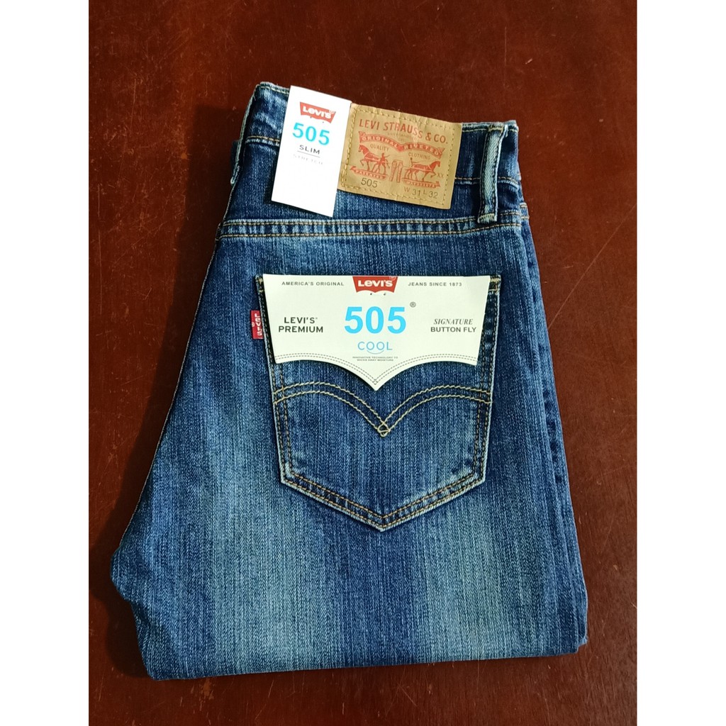 Quần jean nam, Quần bò nam Levis 505-M05 dáng suông co giãn nhẹ cao cấp