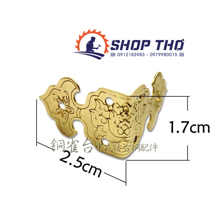 Bịt góc hộp giả cổ đồng thau trang trí hộp gỗ