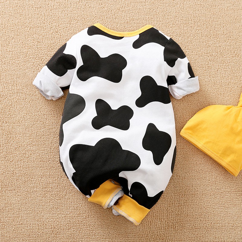 Bodysuit bé sơ sinh, áo sơ sinh cho bé từ 1 tháng đến 1 tuổi hình bò sữa ngộ nghĩnh chất liệu cotton 100% cao cấp BD193