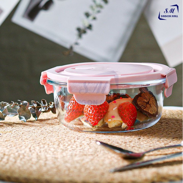 Hộp cơm tròn thủy tinh 400ml đựng thực phẩm BX3003
