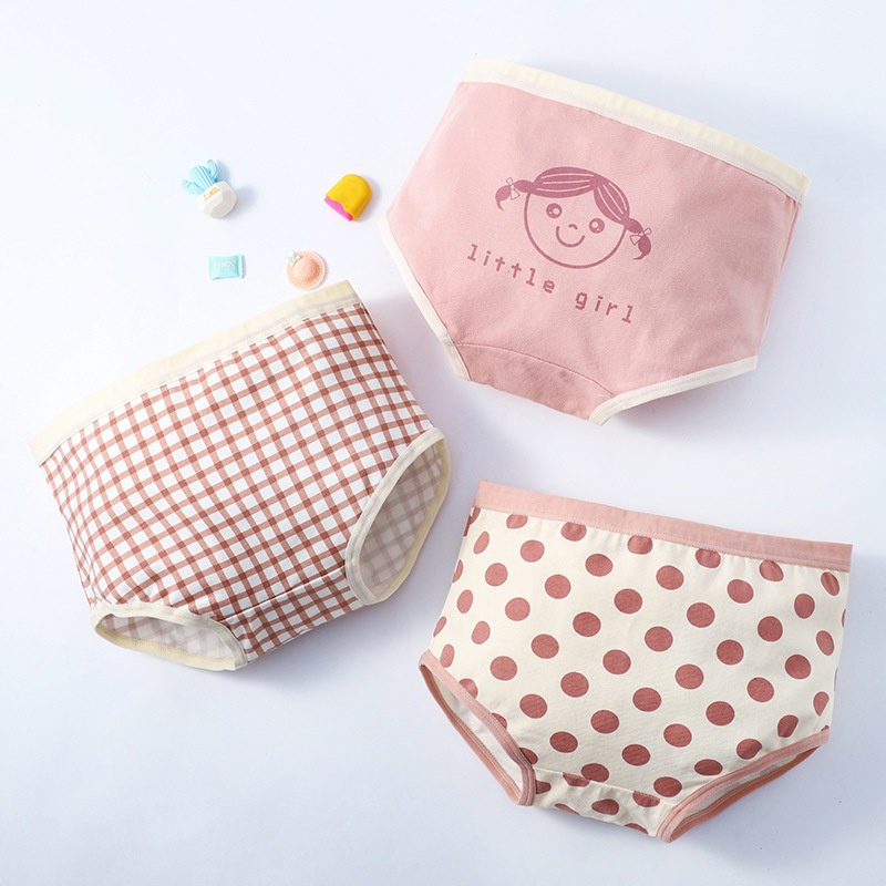 Bộ 3 Quần Lót Vải Cotton Nguyên Chất Kháng Khuẩn Cho Bé Gái