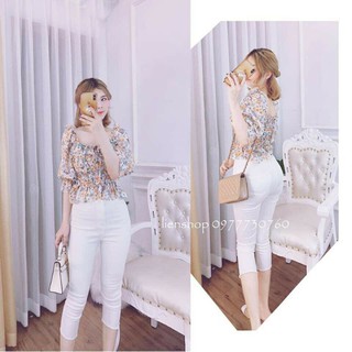 Sơ mi voan lụa hoa chun