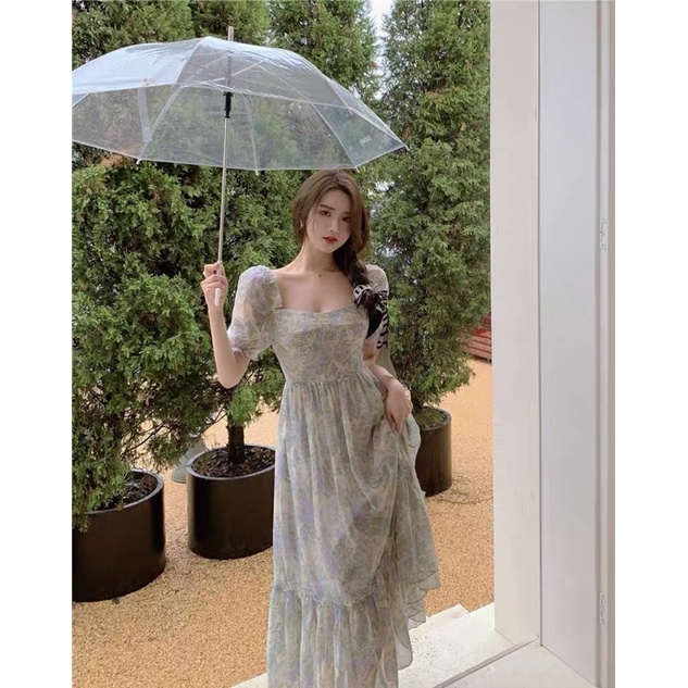 Đầm hoa nữ dáng dài tiểu thư thanh lịch - hàng chuẩn