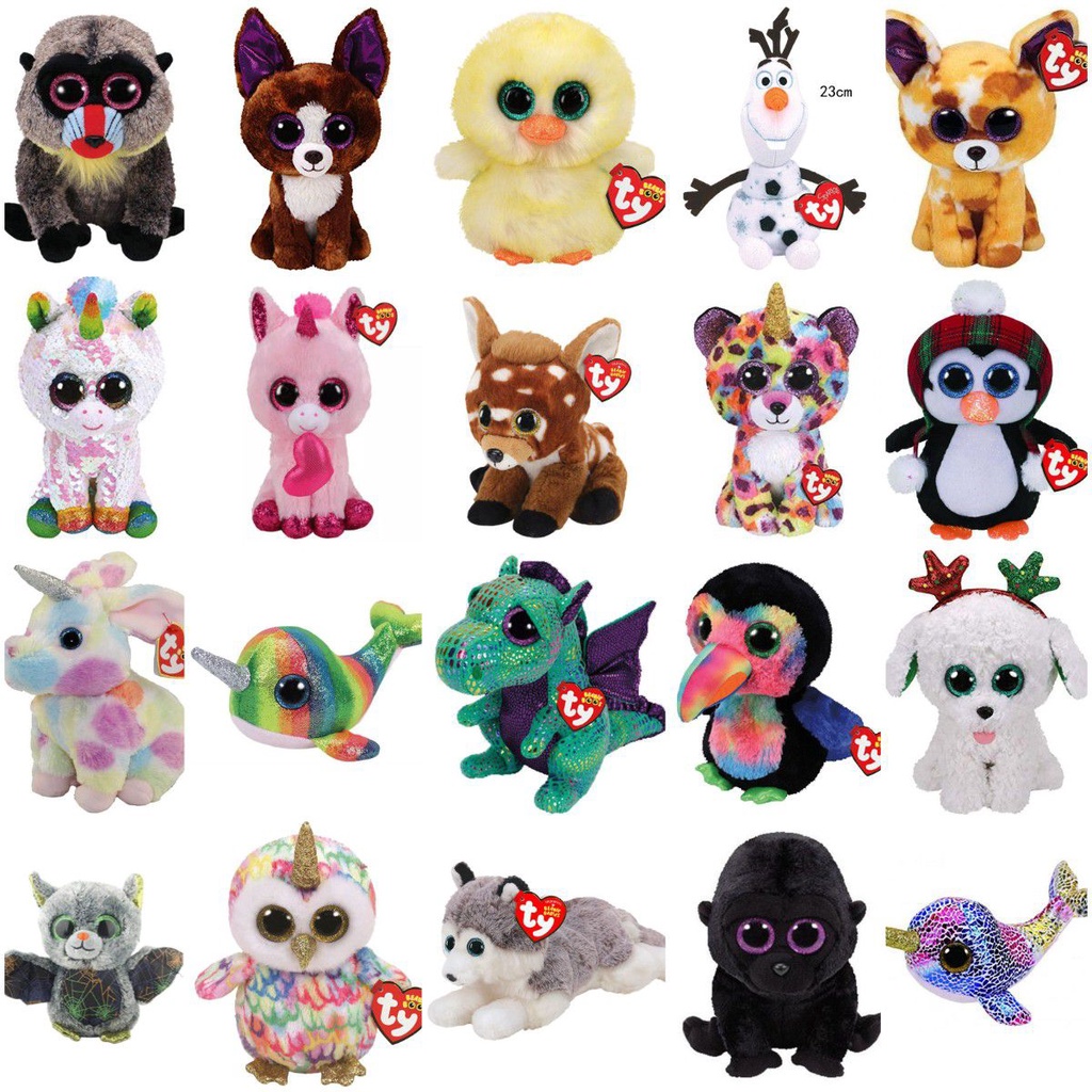 TY Beanie Boos Series Plushie Toys Cute Animal Doll Unicorn Penguin Giraffe Bat Pony Owl Fox Stuffed Toys Kids Girls Gifts