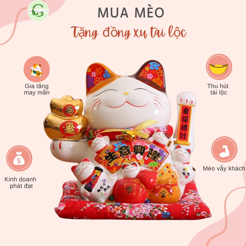 Mèo Thần Tài  Vẫy Tay Size Lớn 30-40cm Nhiều Mẫu Mèo Chiêu Tài Lộc May Mắn Gốm Sứ Cao Cấp