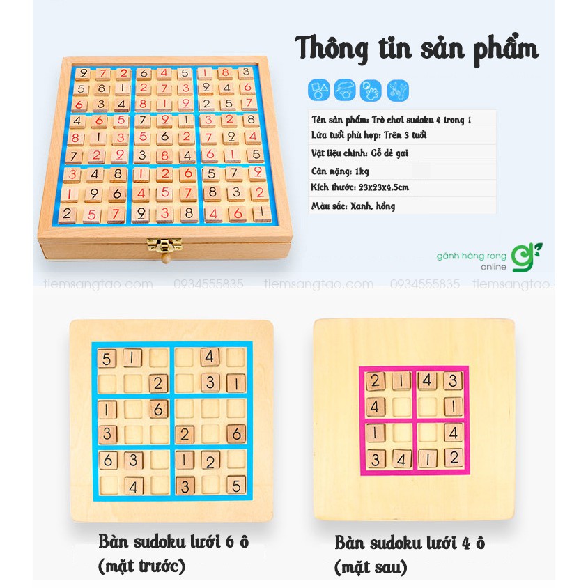 Trò chơi trí tuệ Sudoku hộp gỗ 1 BGS1, Boardgame thư giãn