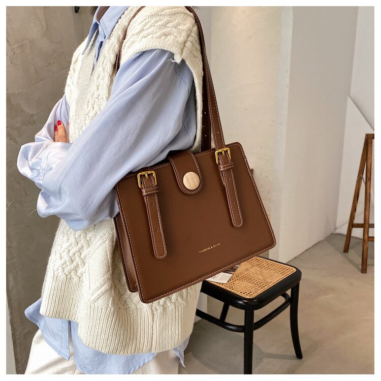 Túi Đeo Vai JASMIN NOIR Bằng Da Pu Vuông Phong Cách Retro Đơn Giản Cho Nữ