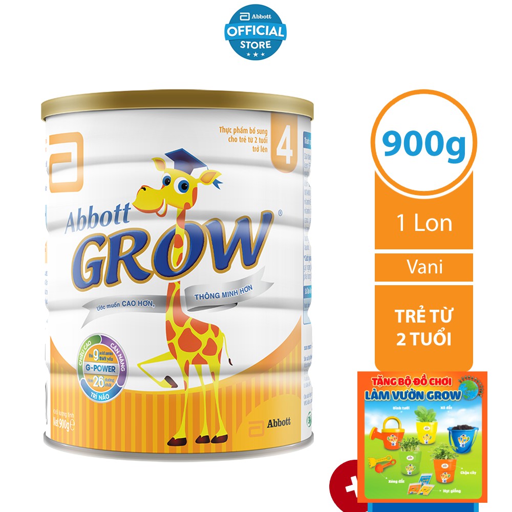 [Tặng Đồ Chơi Làm Vườn] Sữa Bột Abbott Grow 4 900g/Lon