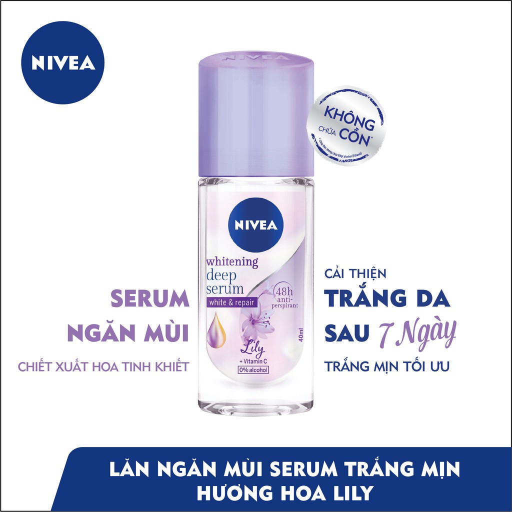 Lăn Ngăn Mùi NIVEA Serum Trắng Mịn Hương Hoa Lily 40ml - 85310