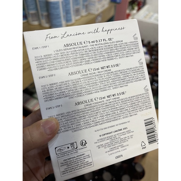 (Hàng săn sale) Bộ dưỡng da Lancom Absolue 3 món ( Serum, rich cream , soft cream)