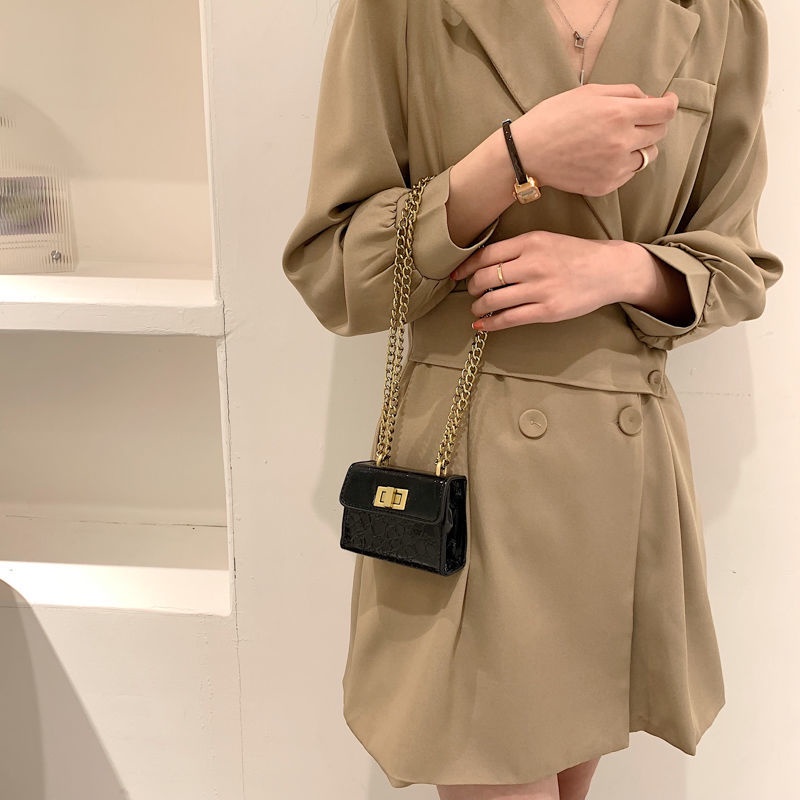 Túi đeo chéo nữ mini dây xích túi hộp vuông hàn quốc túi ví
