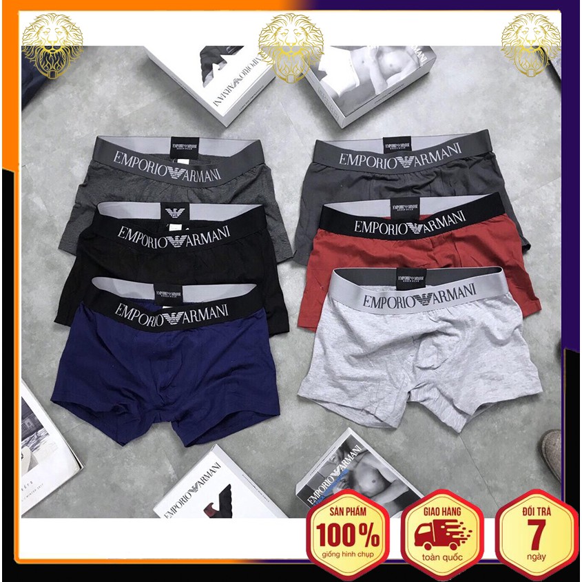 Quần lót nam boxer cotton EMPORIO - ARMANI thoáng máy , co giãn bốn chiều , ôm chọn vòng ba - đồ lót nam