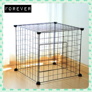 Chuồng quây thú cưng lắp ghép 4 miếng lưới đen - 1 cửa lưới - 8 chốt đen