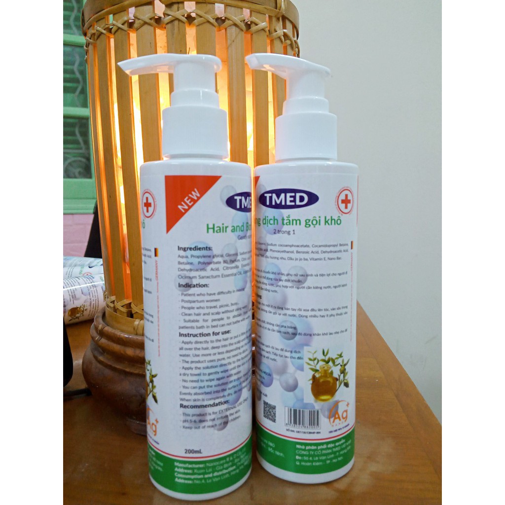Dung dịch Tắm gội khô TMED 2in1 chai 200ml