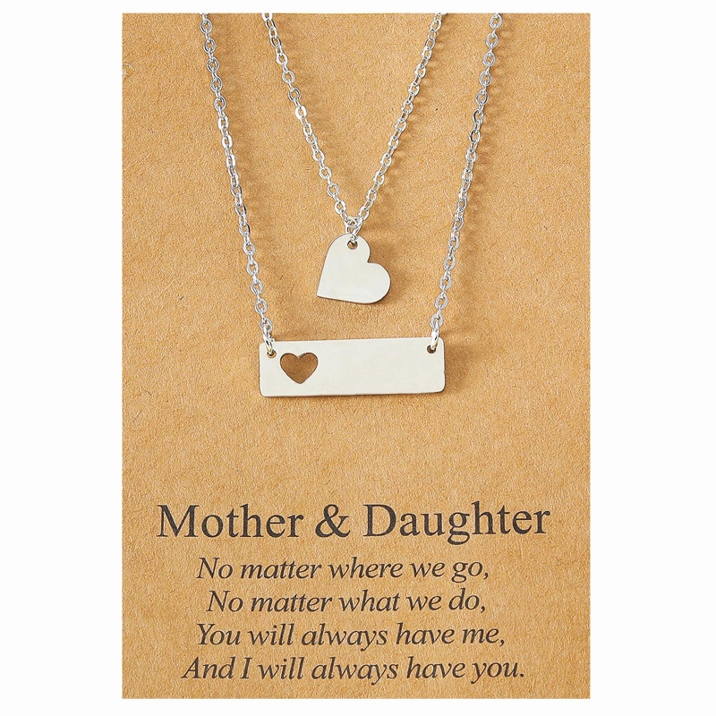 Set 2 Vòng cổ Bạc Mặt Hình Trái Tim