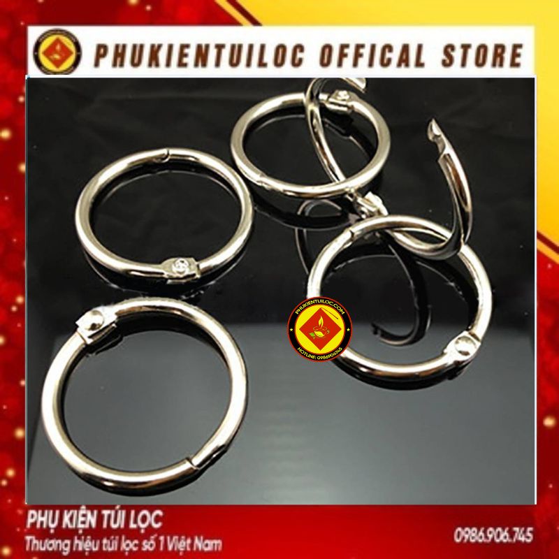 Khoen Tròn Inox Flashcard Đóng Gáy Sách, Album, Nhật Kí - Khoen Móc Vòng Còng Đóng Sổ, Sổ Tay (Đủ Size)- Phukientuiloc