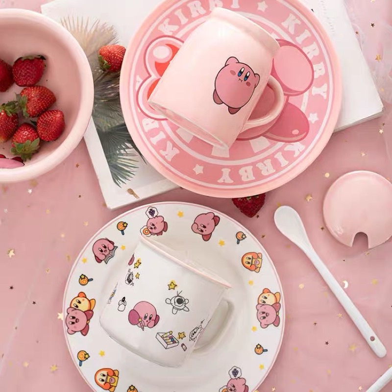 Bộ đồ ăn gốm sứ in hình Kirby đáng yêu dễ thương