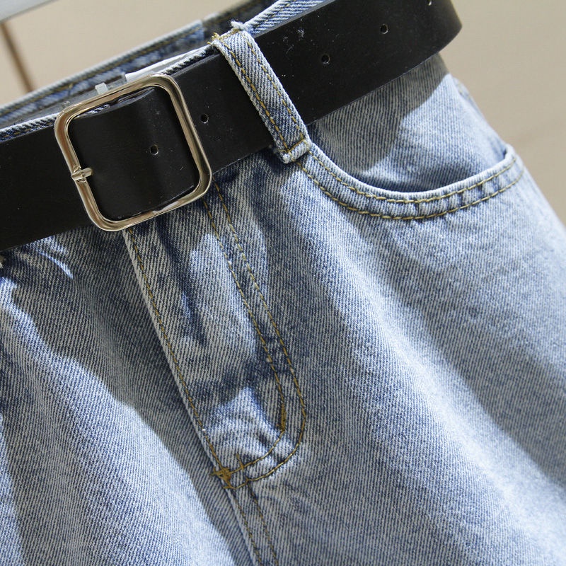 AMOI Quần Short Denim Lưng Cao Ống Rộng Phong Cách Hàn Quốc Cho Nữ