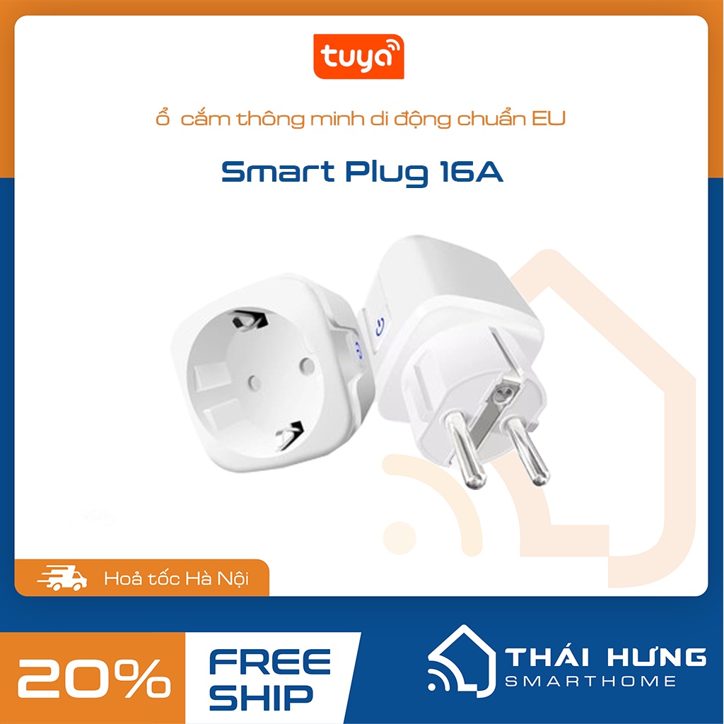 Ổ cắm Tuya di động thông minh công suất cao 3500W (16A) - Hỗ trợ đo điện năng, chuẩn chân tròn EU, kết nối Wifi / Zigbee