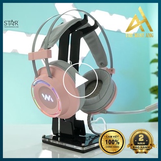 Tai Nghe Máy Tính Laptop Chụp Tai Gaming Headphone Có Mic LED RGB WANGMING 9800S Hồng- Tai Nghe Nhạc Chơi Game Có Dây