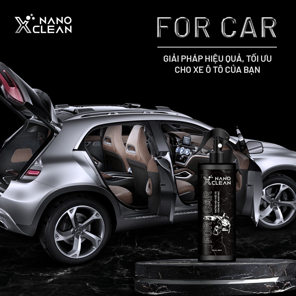 Khử mùi ô tô, khử mùi xe hơi nano bạc Nano Xclean For Car, diệt khuẩn khử mùi hải sản, mùi ẩm mốc-AHT Corp 500ml