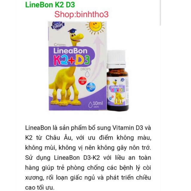siro LineaBon k2 + D3 - vitamin d3, vitamin k2 giúp hấp thụ canxi, xương, răng cho trẻ từ sơ sinh đến người lớn