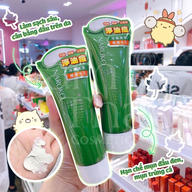 Sữa Rửa Mặt Đất Sét Tràm Trà Naruko Tea Tree Purifying Clay Mask & Cleanser