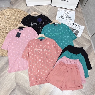 Bộ quần áo thun nữ mùa hè, bộ cộc nữ dáng rộng - Chất liệu cotton cao cấp
