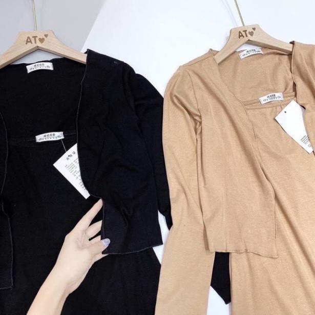 Váy 2 dây ôm body kèm áo trẻ trung cá tính / Váy ôm body kèm áo cadigan dài tay | BigBuy360 - bigbuy360.vn
