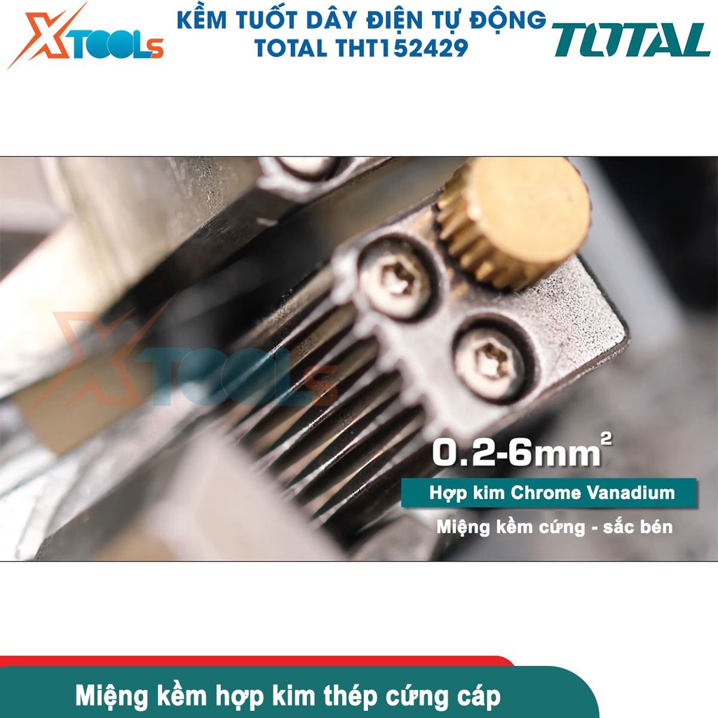 Kìm tuốt dây điện tự động thông minh TOTAL THT152429 phát hiện điện áp không tiếp xúc, dùng tuốt, cắt -CHÍNH HÃNG-XTOOLS
