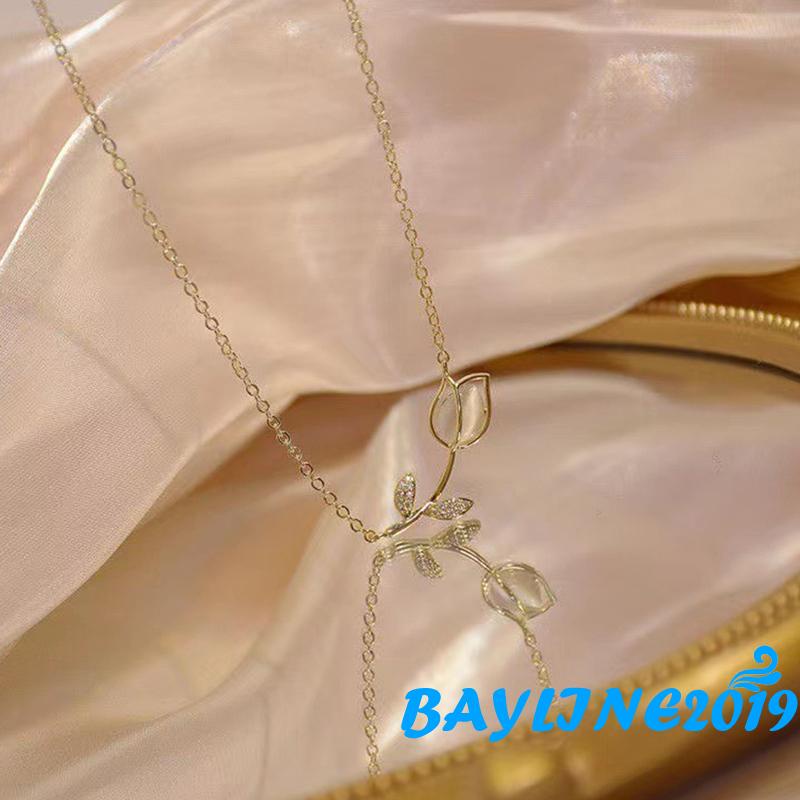 Vòng cổ Mặt Hoa Tulip Thời Trang Sang Trọng Cho Nữ