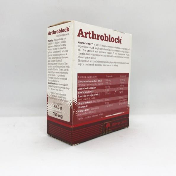 ARTHROBLOCK – Hỗ trợ giảm viêm khớp, giảm đau xương khớp, tăng dịch nhầy khớp, tái tạo sụn khớp (60 viên)