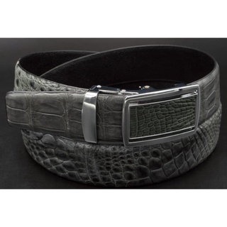 Thắt lưng da cá sấu màu xám mrfour - thắt lưng cá sấu da bụng | crocodile leather wallet