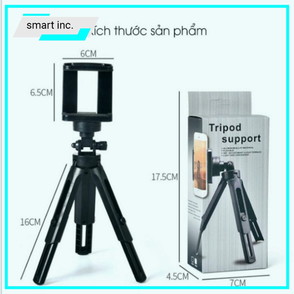 Tripod 3 Chân Giá Đỡ Gấp Gọn 🏆HOT🏆 Gậy Selfie Bluetooth Tự Sướng Xoay Đế Đỡ Điện Thoại Chụp Hình Quay Phim