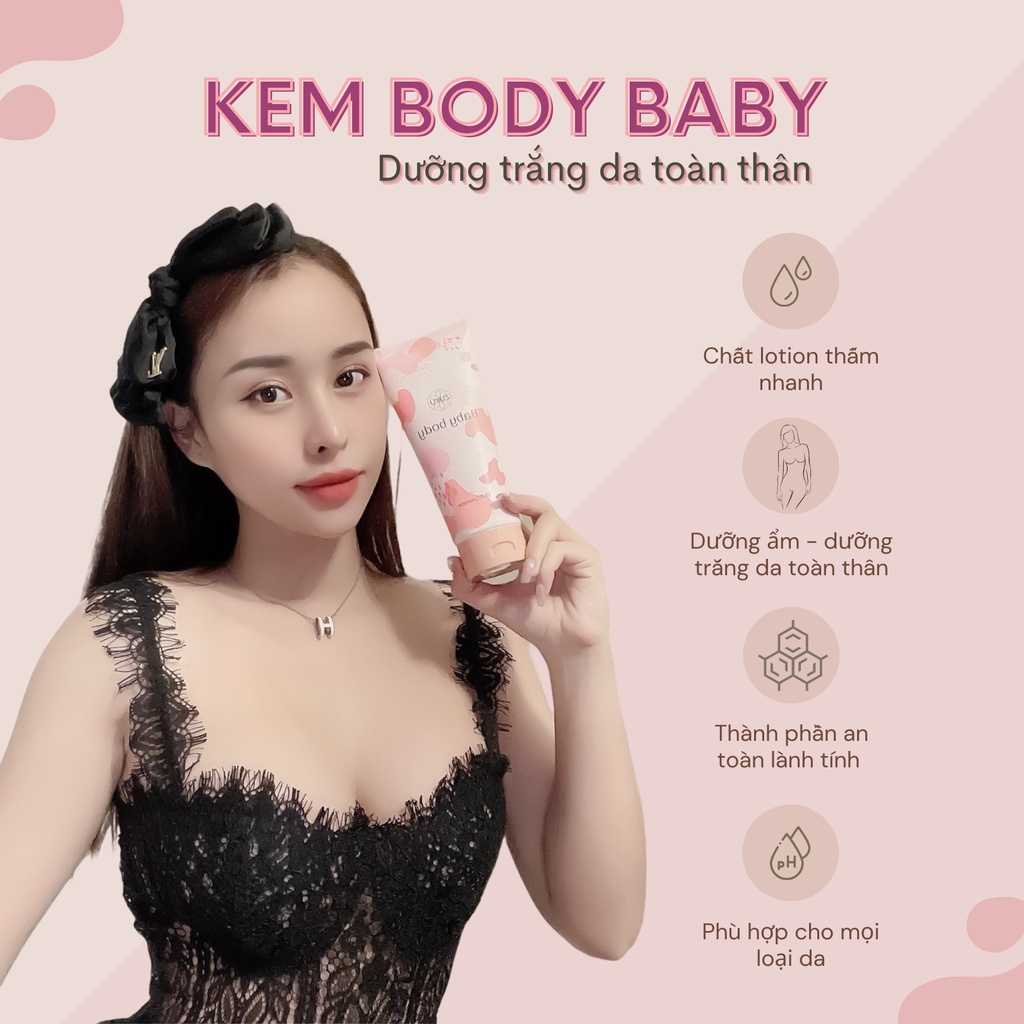 [Chính hãng] Kem dưỡng trắng da toàn thân Baby Body Zuyu - Tặng kèm 1 gói tắm trắng thảo dược | BigBuy360 - bigbuy360.vn
