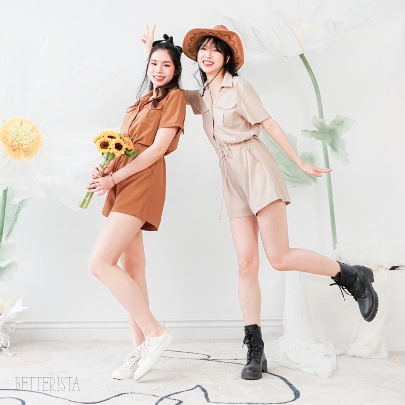 Bộ liền Romper Betterista  2 màu be và cam gạch