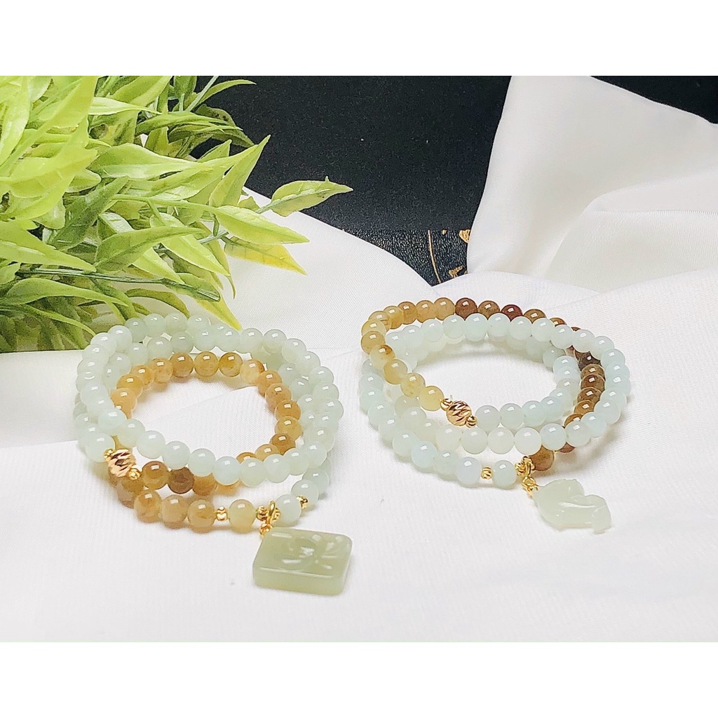 Chuỗi vòng tay ngọc mix charm ngọc hòa điền