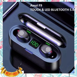 Tai nghe Bluetooth AMOI F9 TWS 5.0 bản QUỐC TẾ không dây cảm ứng chống nước IPX5, chống ồn tích hợp sạc dự phòng 2500mAh