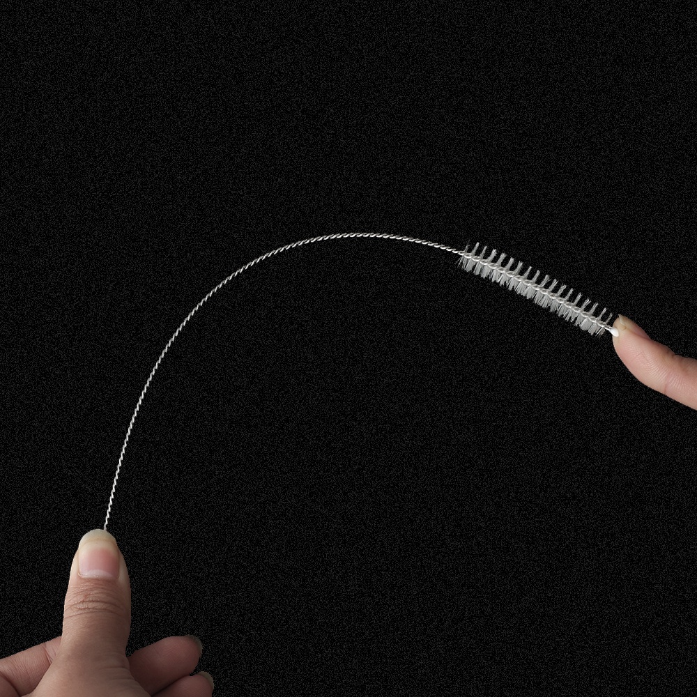 Cọ làm sạch vệ sinh ống nghiệm ống hút bằng thép không gỉ lông mềm 24cm tái sử dụng được
