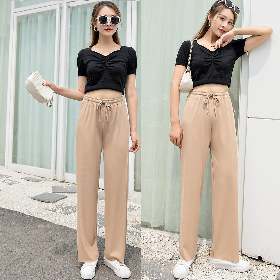 Quần ống rộng nữ mềm mại, siêu mát mẻ mùa xuân hè style Hàn Quốc KRfashion PS102