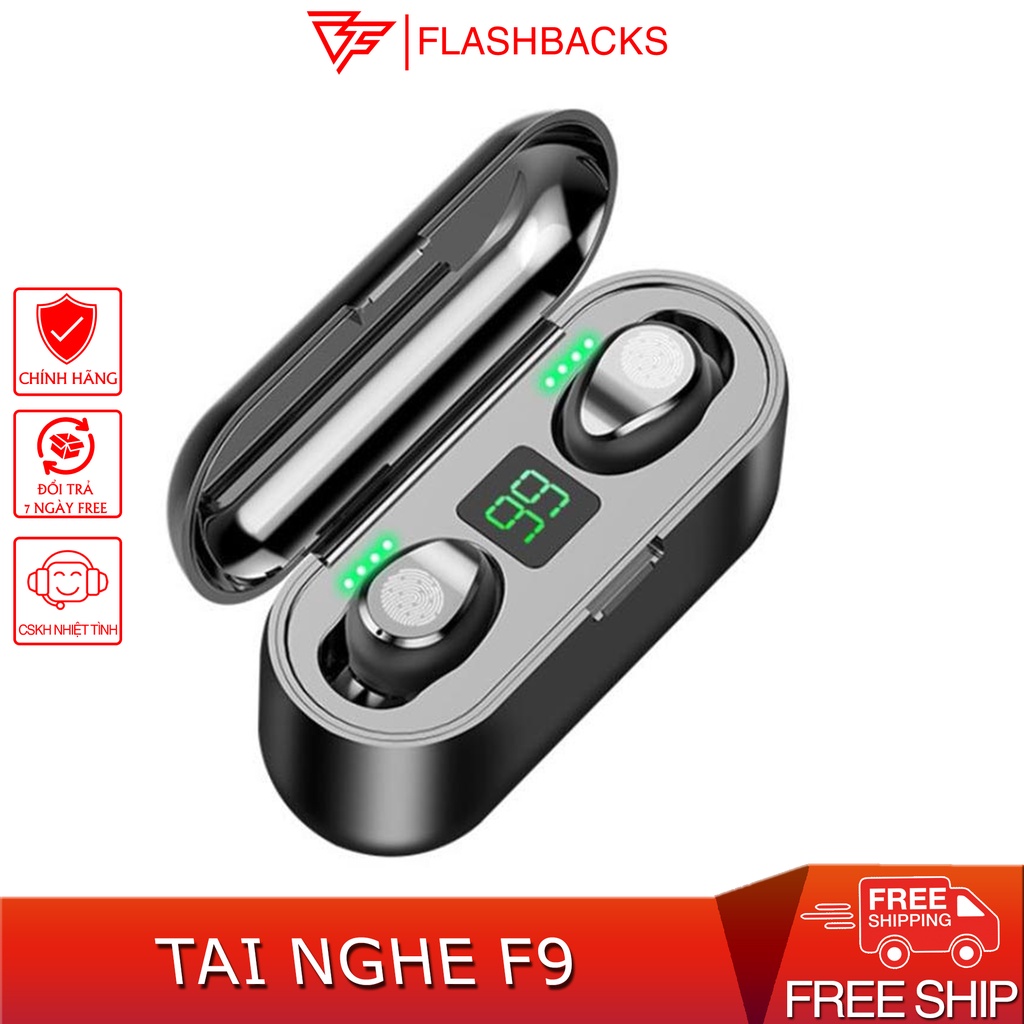 Tai Nghe Bluetooth - Tai Nghe F9 -TWS 5.0 - Chống ồn-Chơi Game- Sạc Dự Phòng - Chống Nước - Chính Hãng Bảo Hành 12 Tháng