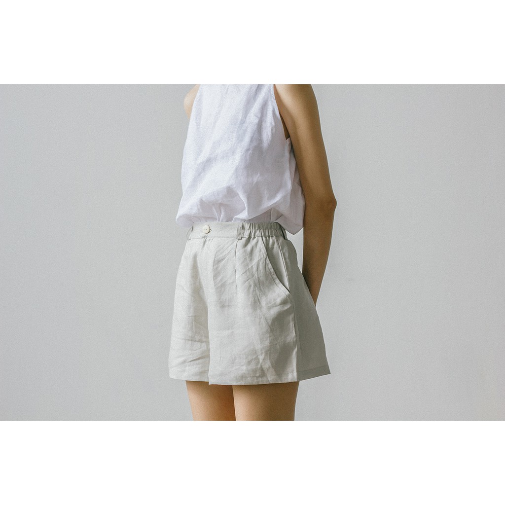 Quần short dáng cơ bản vải linen Basic Shorts RUSTEA