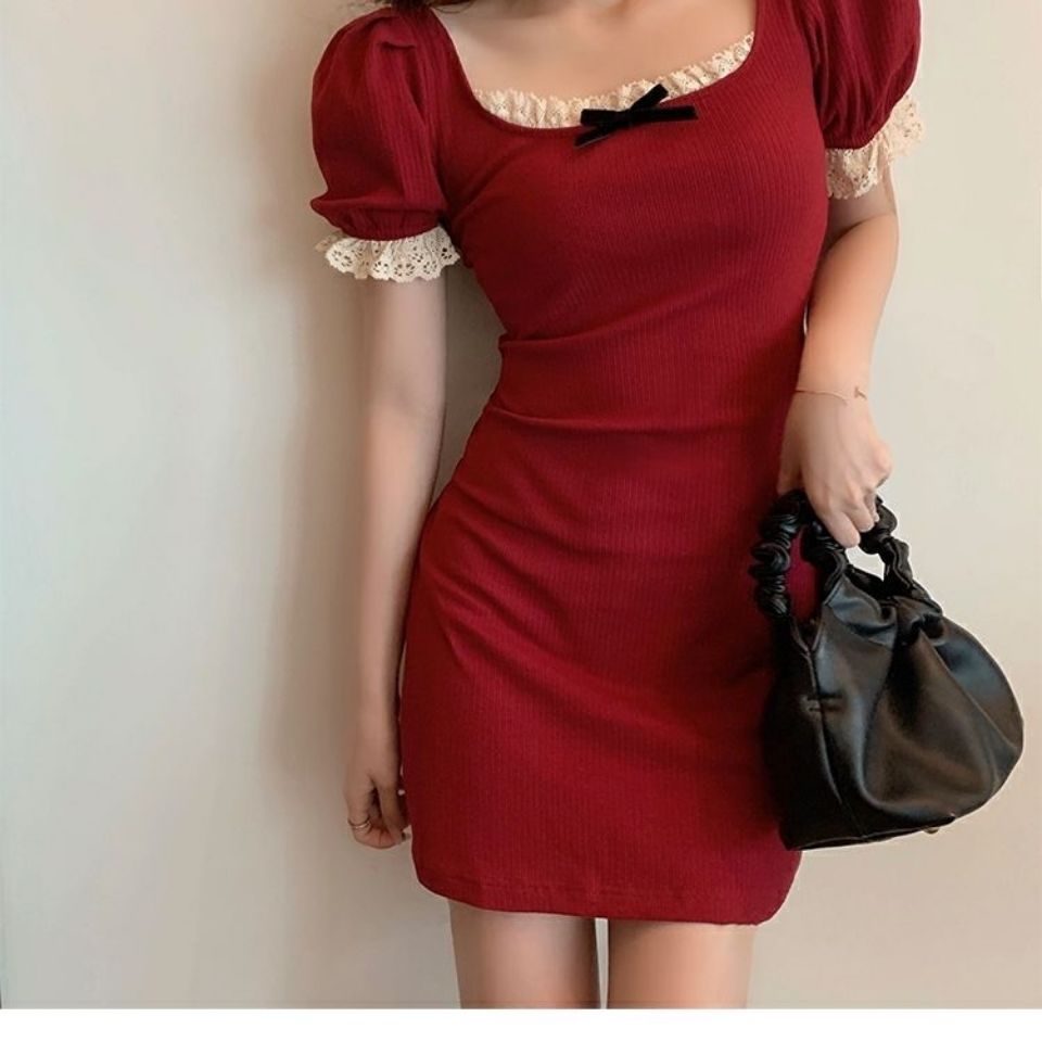 Đầm Nữ Cổ Vuông Tay Phồng Thắt Nơ Eo Thời Trang | BigBuy360 - bigbuy360.vn