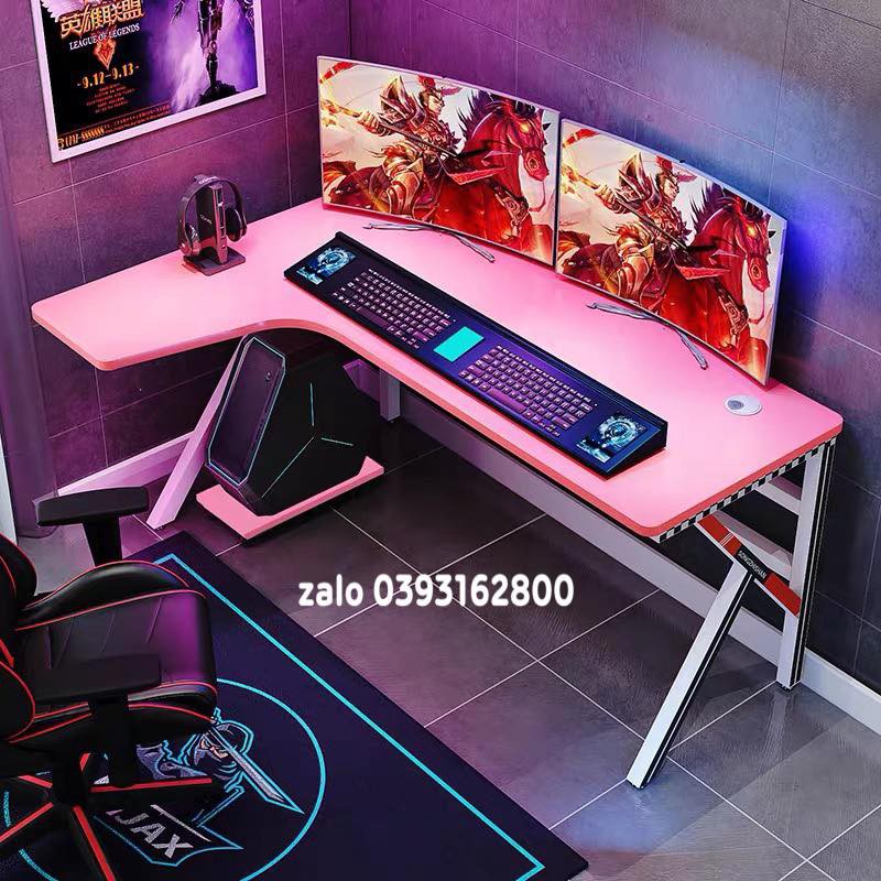 (Order) Bàn Gaming Chữ L Cỡ Lớn Nhiều Kích Cỡ 100, 120,140,160 cm Dán Đề Can Đẹp Mắt