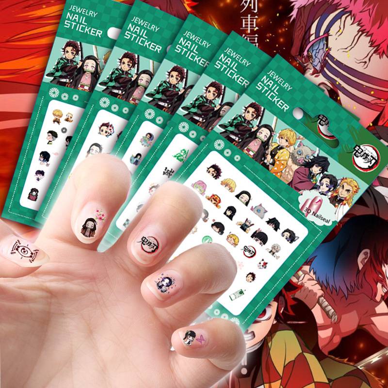 Sticker dán móng tay nail hình Anime mẫu mới Demon Slayer Kimetsu no Yaiba Nail Stickers Cute Cartoon Transfer Sliders For Nails Kamado Tanjirou Nezuko Water Decals Tatto For Manicure kids gift