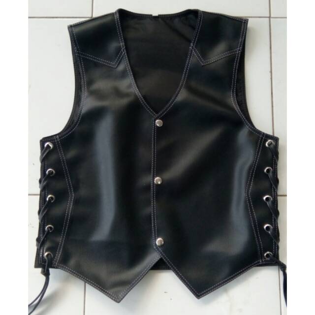 Áo Vest Biker Nút Đen Trơn