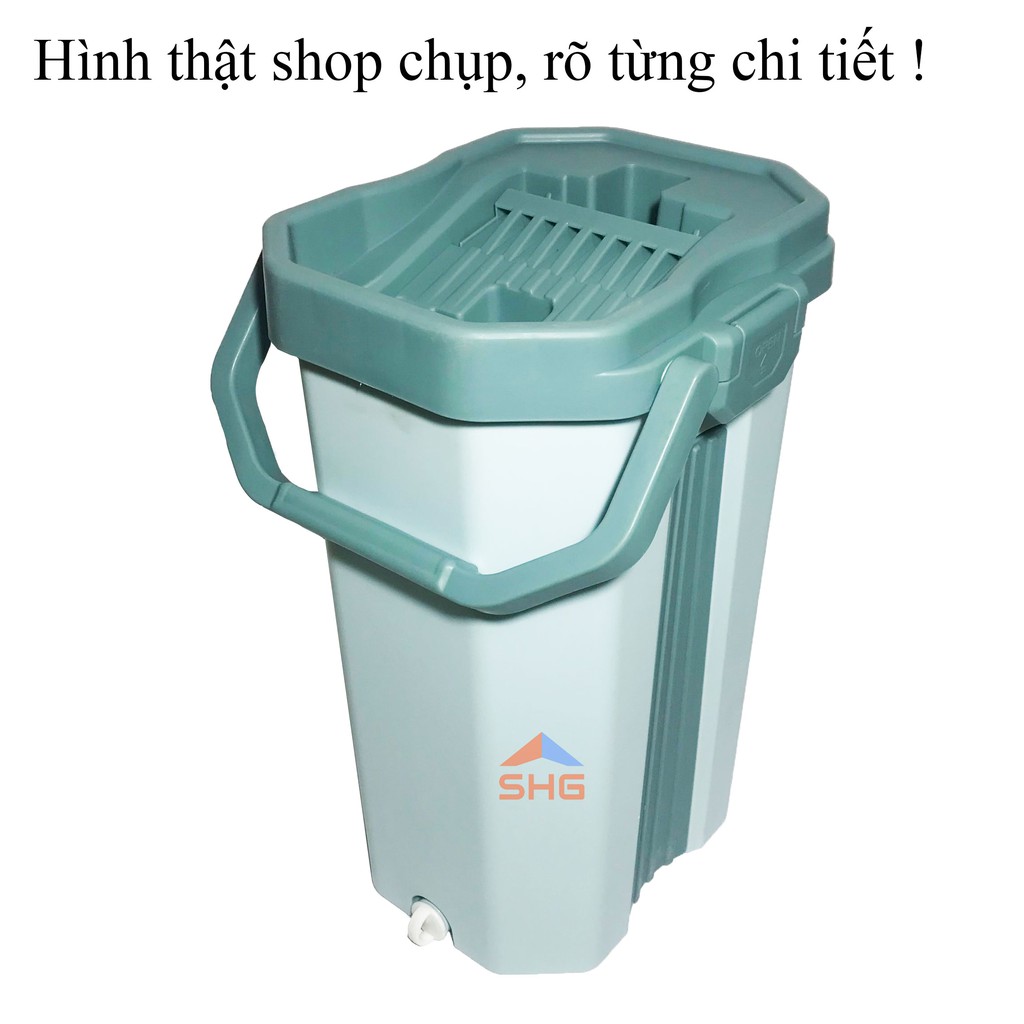 (NGOC THANG) BỘ LAU NHÀ 2 NGĂN LỤC GIÁC CÓ 2 BÔNG LAU (12X38 CM), NHỰA DẺO NGUYÊN CHẤT VÀ RẤT DÀY